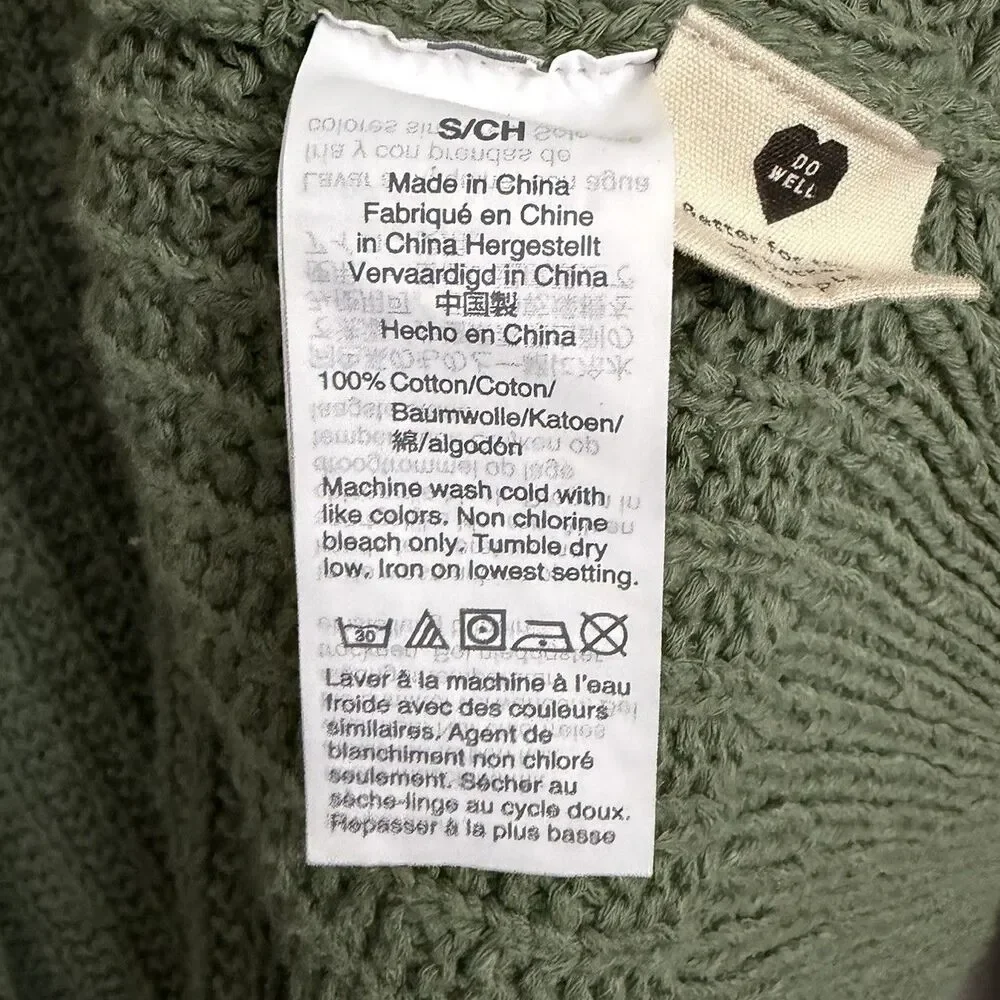 Madewell Sweater Women Small Green Bobble Cardigan Chunky Boxy Knit Open Relaxed - Picture 3 of 9